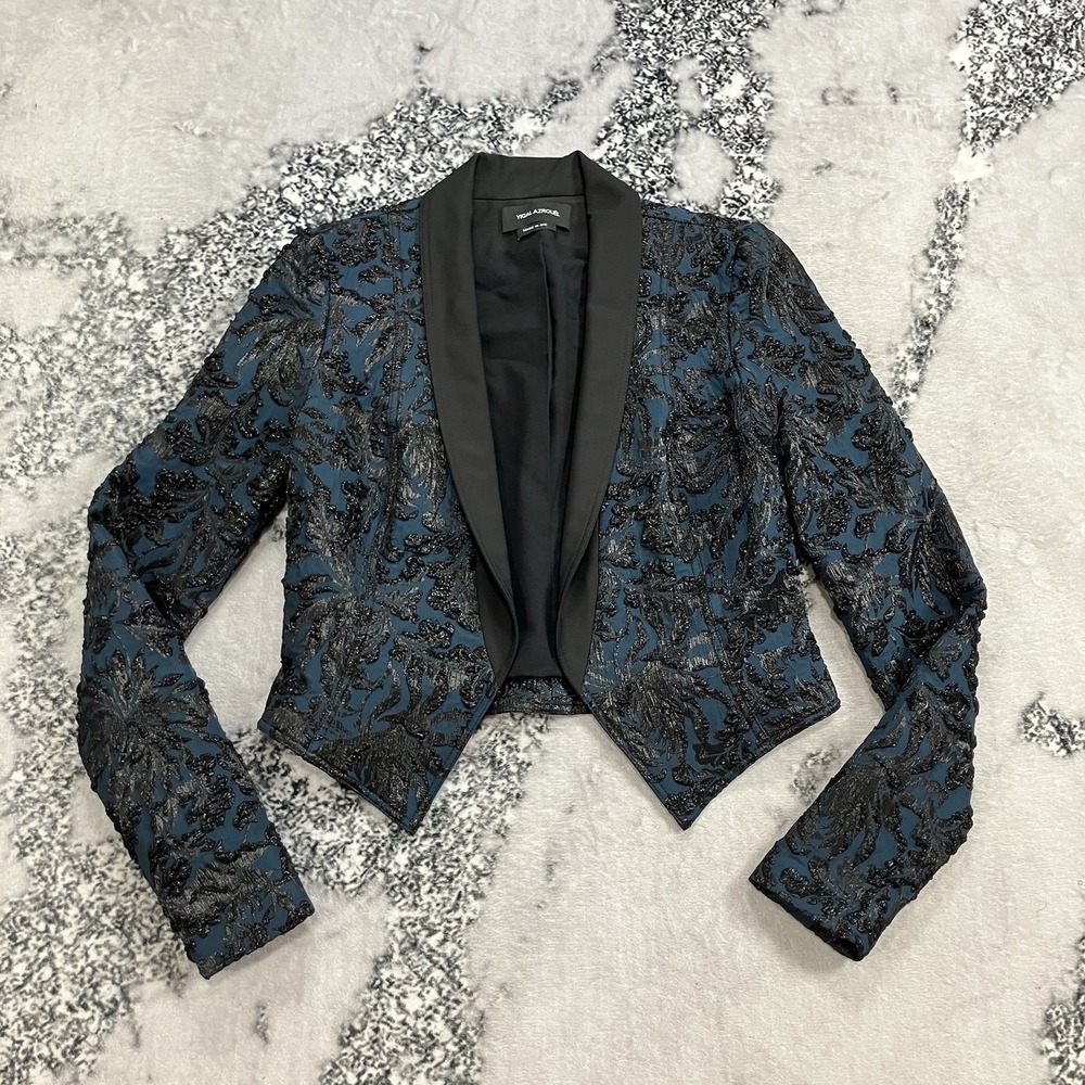 Yigal Azrouel Wool Blend Floral Brocade Jacket Womens Size 2 Made In NYC